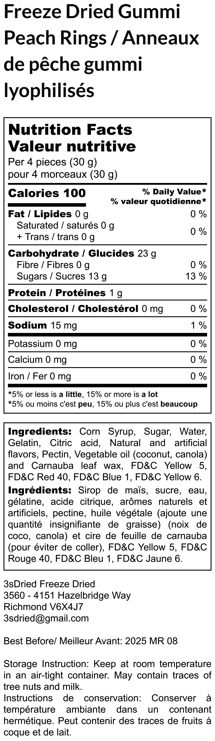Freeze Dried Peach Rings - Crispy Gummy Peach Candy description list